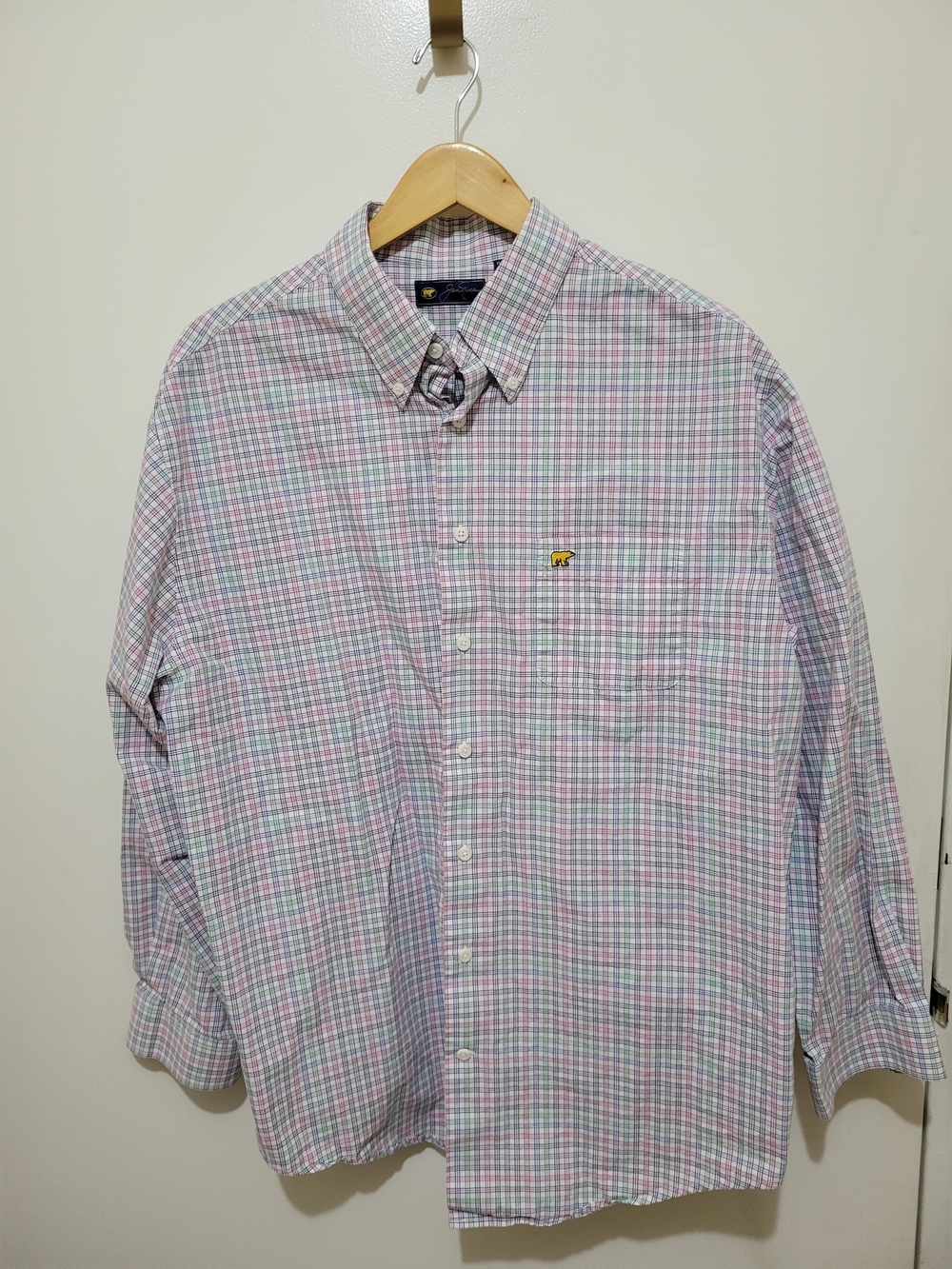 Jack Nicklaus Mens Plaid Button-Down Shirt in White & Colors - Size XL